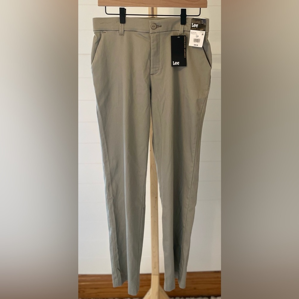 Lee Women's Straight‎ Leg Pants Mushroom Tan Green 8 Medium